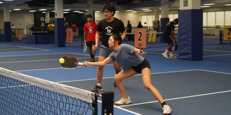 Professional pickleball match in action